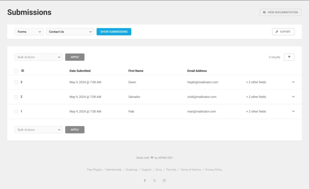 Forminator entry management